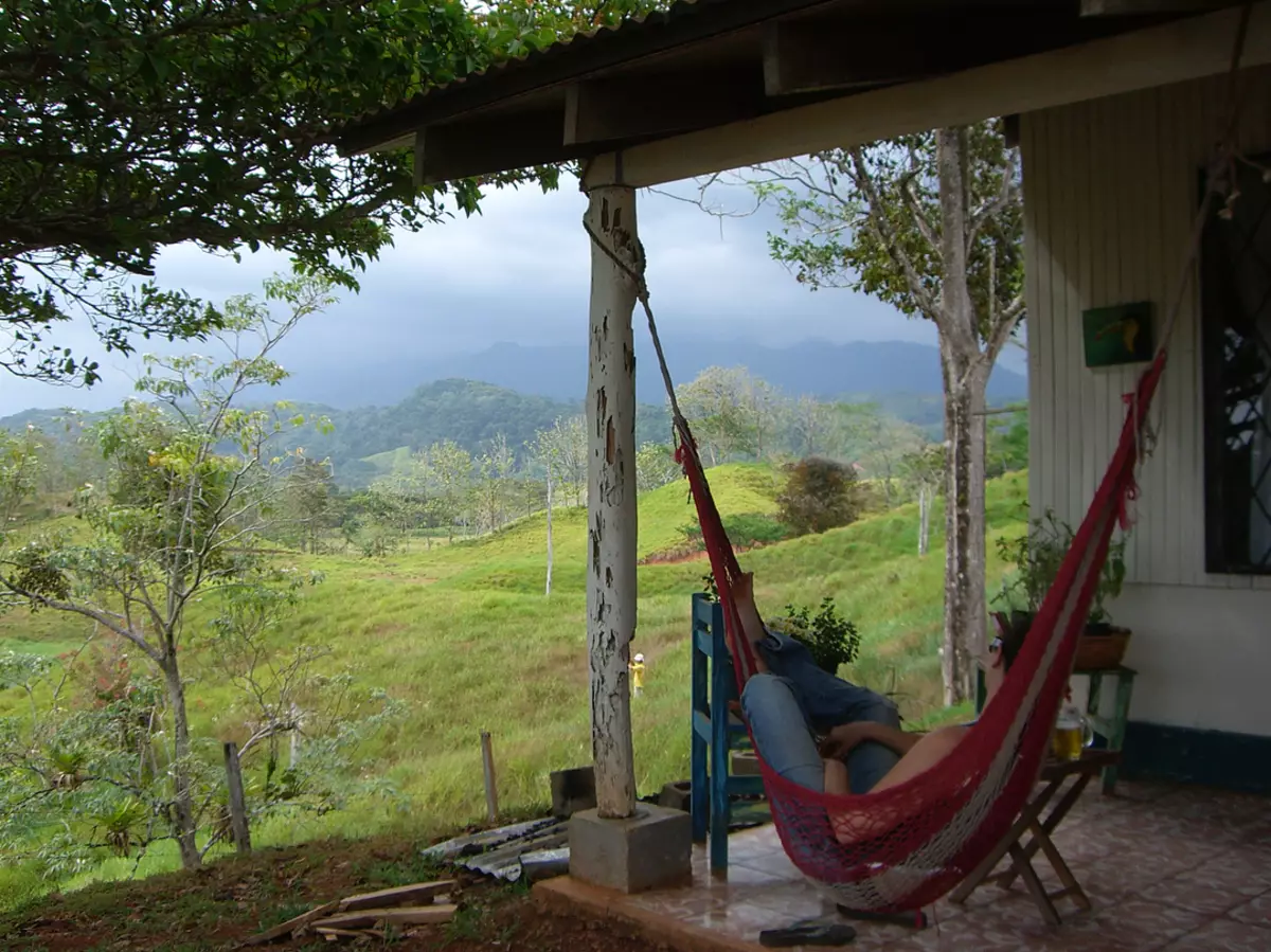 Hammock a kan rufin terrace: hoto