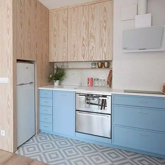 Hűtőszekrény a konyhában a niche-ben: Fotó