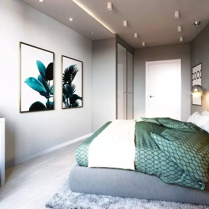 Saya bangun dengan kesenangan: 14 ide terbaik untuk desain dinding di seberang tempat tidur 10833_24