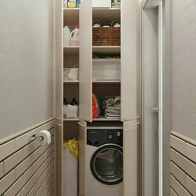 Hol kell mosógépet készíteni kis méretben: 7 intelligens opciók 10858_16