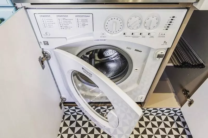 Waar een wasmachine in kleine grootte plaatsen: 7 slimme opties 10858_23