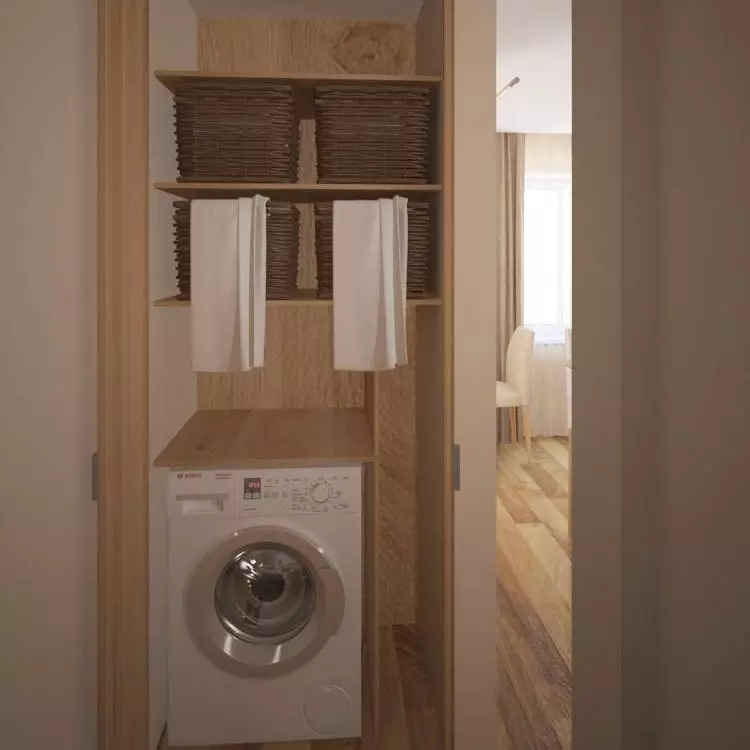 Dimana nempatkeun mesin cuci di apartemen leutik: poto