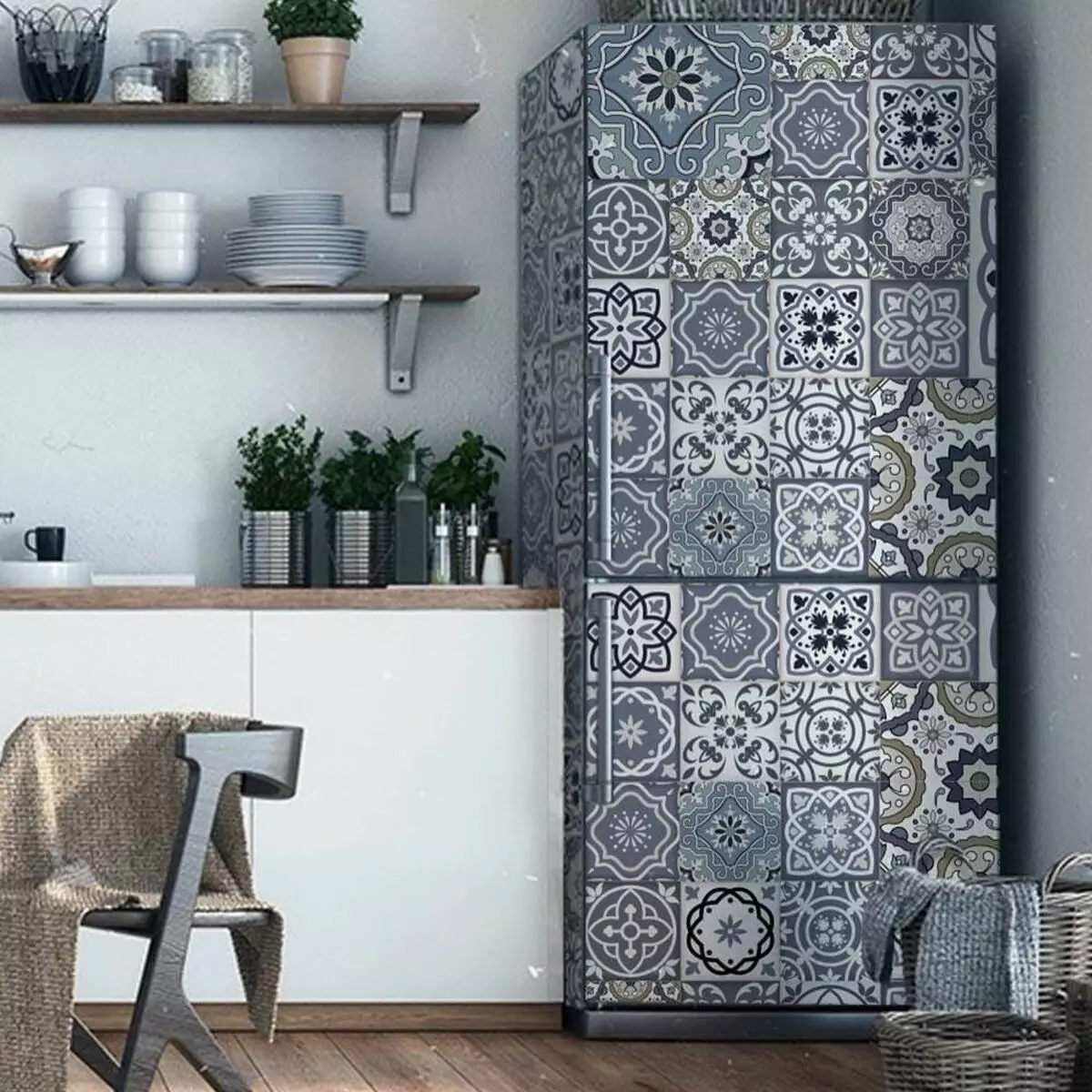 Umbono woyilo lwe-Stylish Fridge kwifoto yangaphakathi