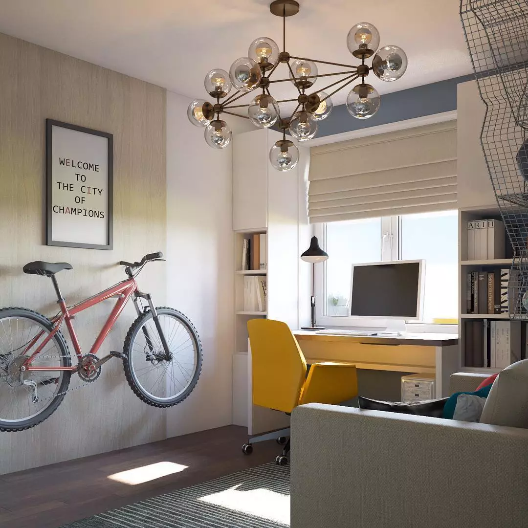 Idea para el almacenamiento de bicicletas compacto en un pequeño apartamento urbano.