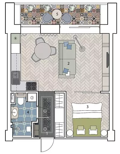 Diseño un poco Odnushka: un apartamento en el que había un lugar para todas las zonas importantes. 10916_12