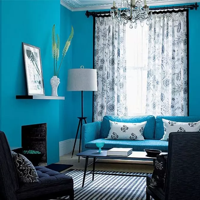 Oblikovanje modrega apartmaja: 30 najboljših primerov in kombinacij 10923_7