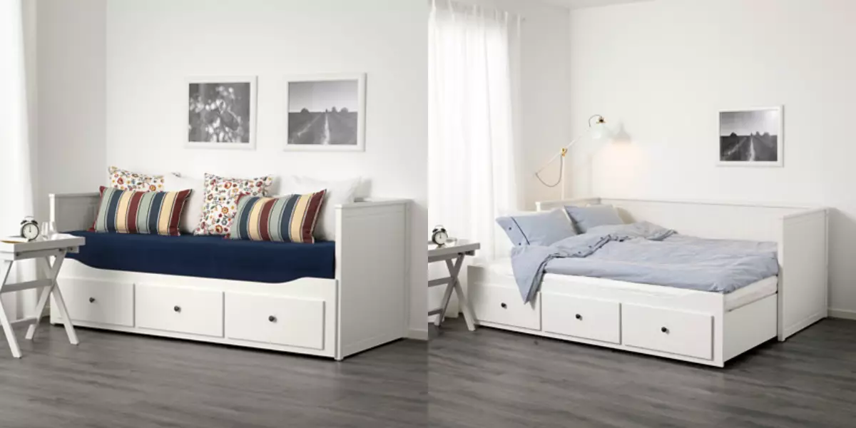 沙发折叠和展开的照片想法为Odnushki床睡觉的地方