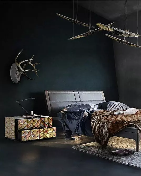 Dizajn tamnog spavaće sobe: 57 luksuznih ideja 10968_106