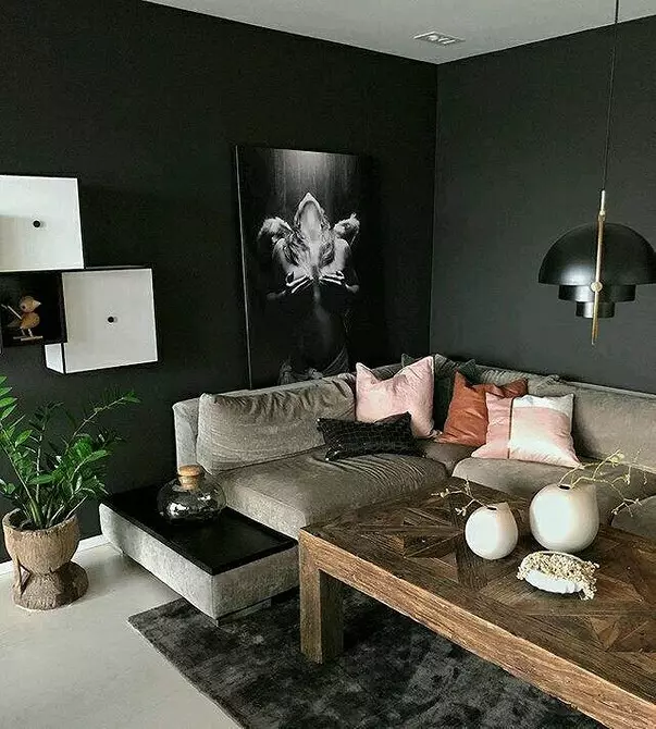 Design de l'appartement en couleur noire: 8 conseils et 20 exemples d'enregistrement 10973_35