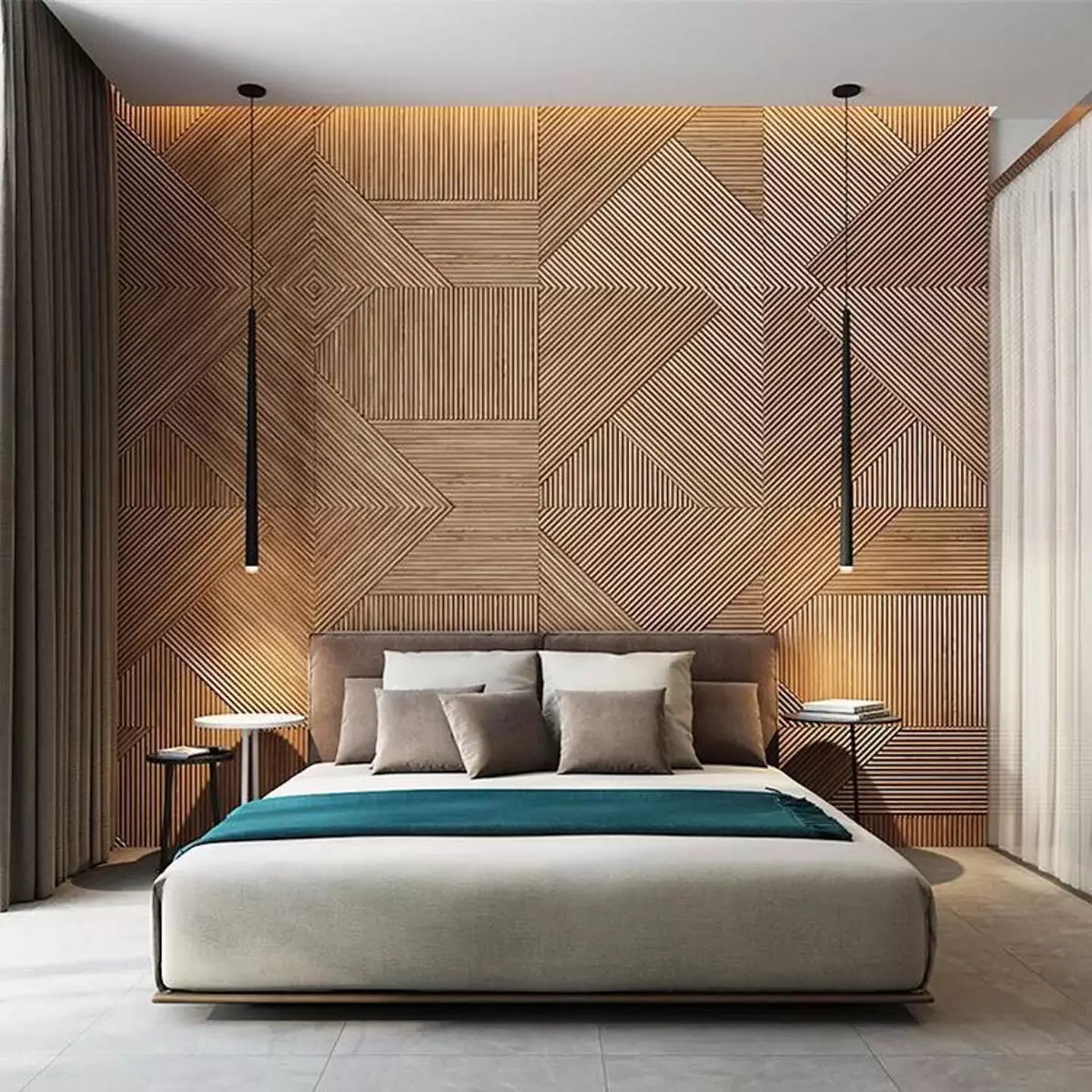 Pannelli in legno realizzati in legno naturale per la decorazione della parete nell'arredamento degli interni design