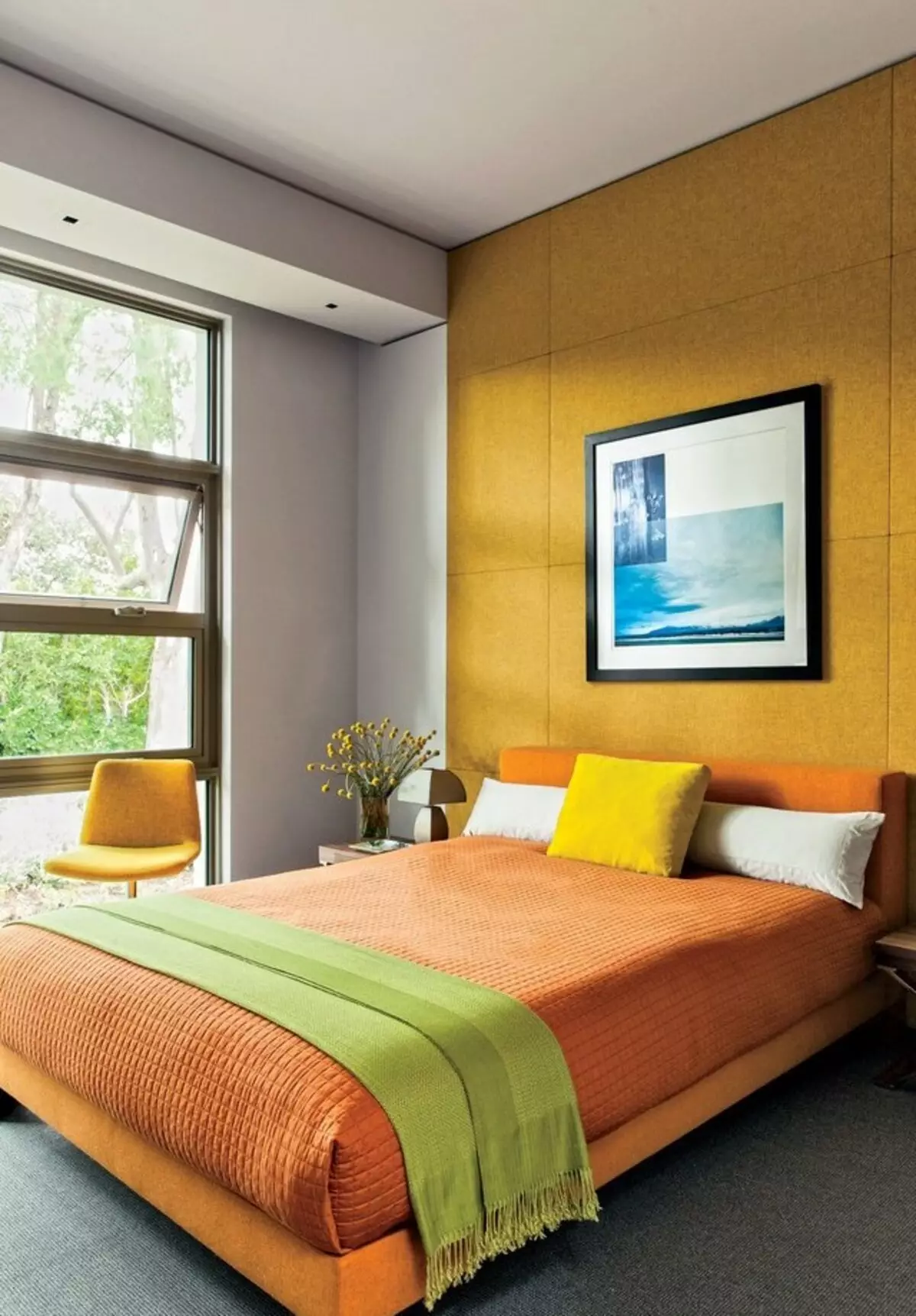Color block in bedroom interior photo