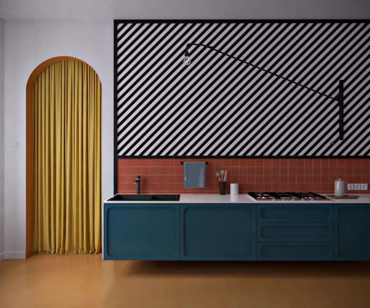 Blok warna dina interior poto dapur