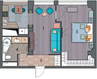 Retro Style Apartment: La interno de la Moskvo Du-en-ĉambra duŝo en la spirito de la 1960-aj jaroj 11097_23