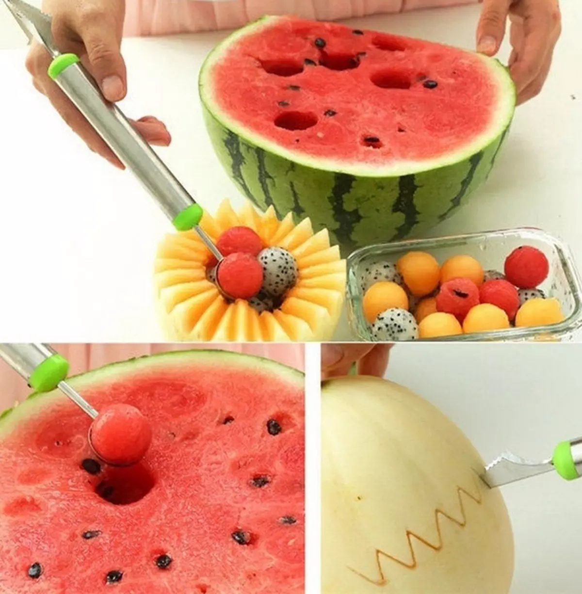 I-Spoon ye-melon kunye ne-watermelon