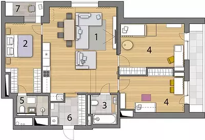 Tulad ng isang three-bedroom apartment upang makagawa ng apat na silid: isang halimbawa ng espasyo na nakaayos sa isip 11139_57