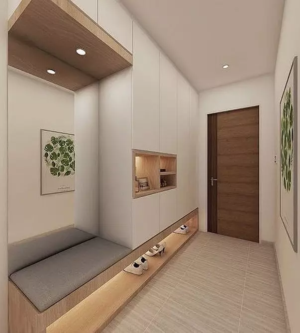 Design af gangen i lejligheden: Lav en lille plads stilfuld og komfortabel 11160_11