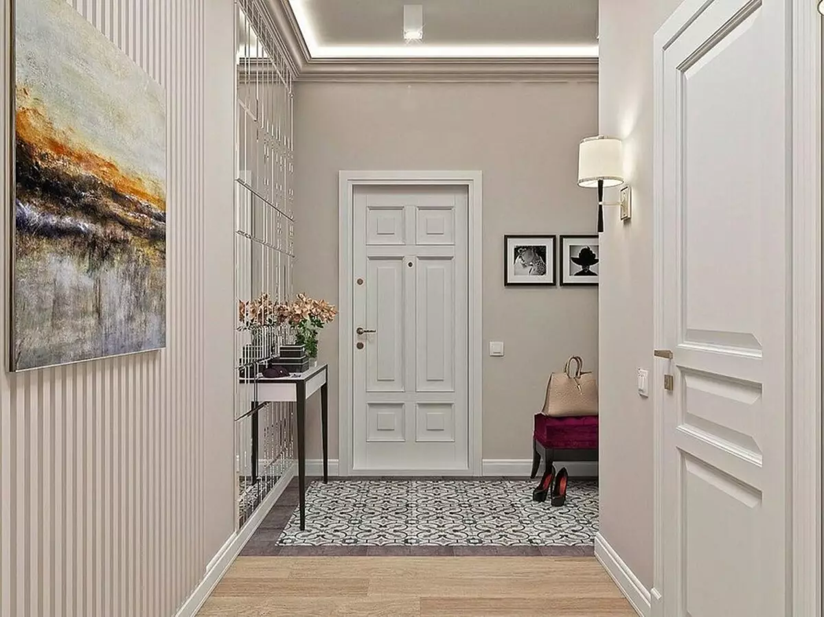 Designul holului în apartament: Faceți un spațiu mic elegant și confortabil 11160_15