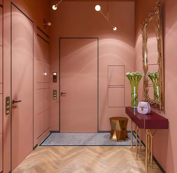 Dezajno de la koridoro en la apartamento: Faru malgrandan spacon eleganta kaj komforta 11160_52