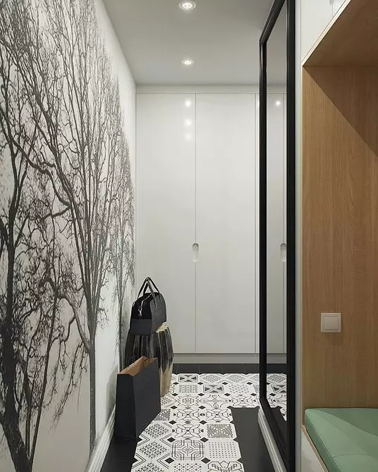Dezajno de la koridoro en la apartamento: Faru malgrandan spacon eleganta kaj komforta 11160_62