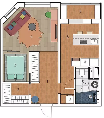 Moderne design av en liten leilighet: plass til unge menn 11206_28