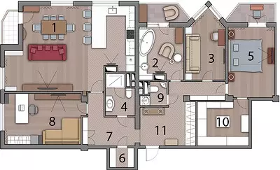 Thiết kế căn hộ của United: không gian ấm cúng trong tinh thần của một nơi cư trú của một quốc gia 11254_32