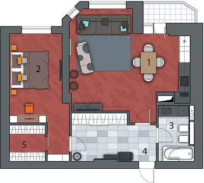 Apartament pentru bărbați: interior la intersecția de mansardă, minimalism și funcționalism 11271_9