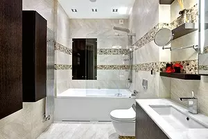 Kylpyhuone Eco-Style: Stone koristeluun ja rauhallisiin väreihin 11345_1