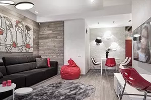 Apartment for a student: Interior in gray-white tones with bright accents 11404_1