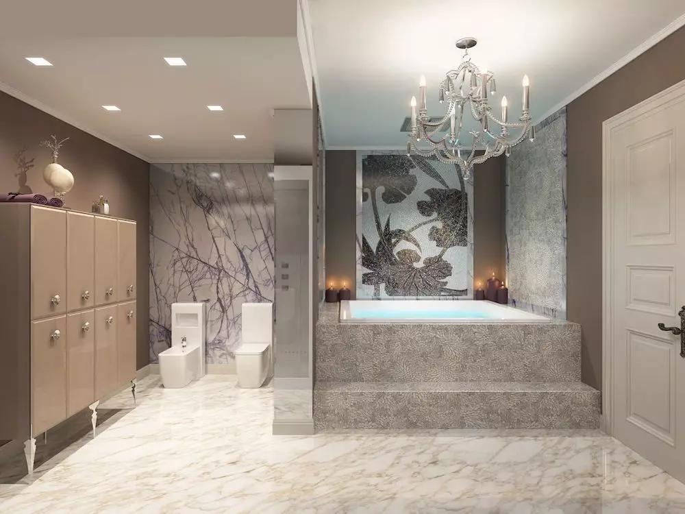 Dabas skaistums vannas istabā: 7 Piemēroti stili marmora izmantošanai