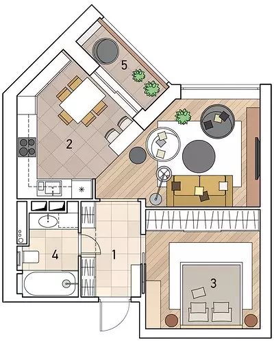 چگونه یک آپارتمان دو اتاق را از استودیو بسازیم 11450_30