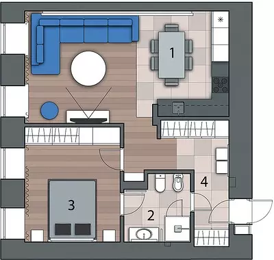 Interieur van een klein appartement: Functionalisme in elegante prestaties 11469_31