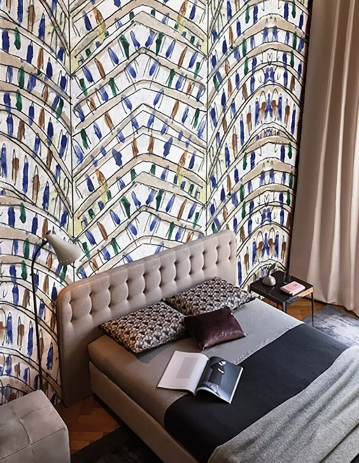 Veggmaleri i soverommet: 15 originale designløsninger