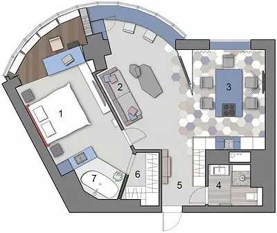 Appartement ongebruikelijke lay-out: ontwerp in blauwe kleuren 11534_46
