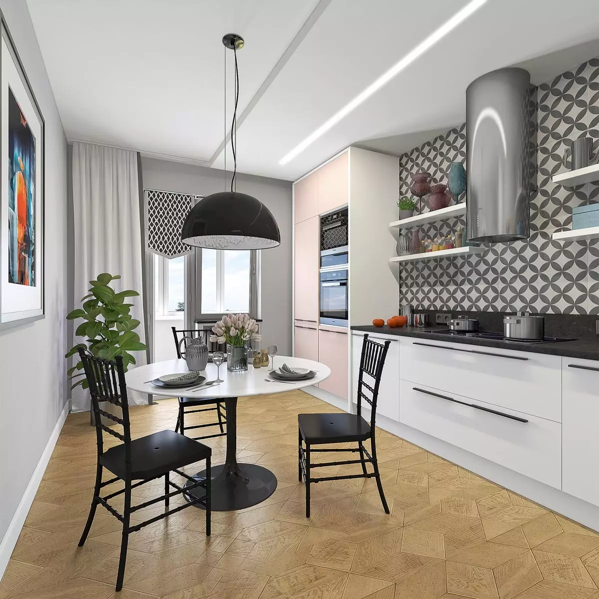 Black and White Interior sa Contemporary Style: Contrasts Game