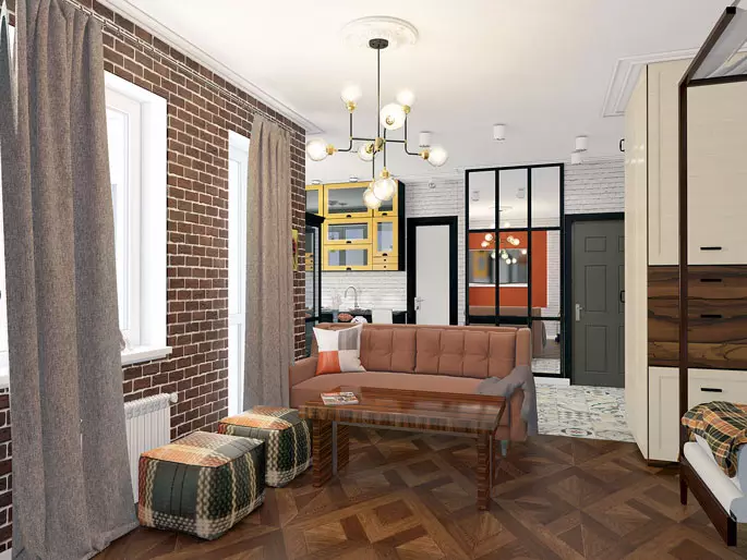 Brick Finish v tipičnih apartmajih: 21 Projekt (Photo)