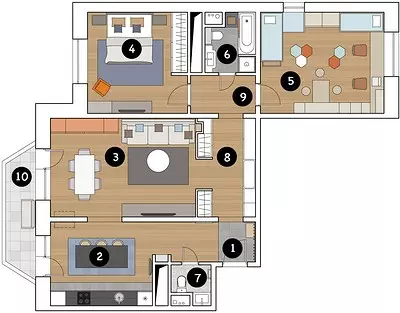 За голямо семейство: стил съвременен в интериора на апартамента 11600_15