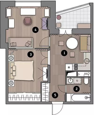 Interieur vun engem klengen Appartement zu Beige-brong Téin 11610_11