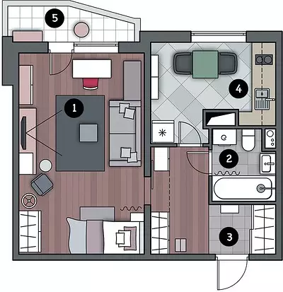Egy hálószobás lakás modern belseje 11628_12