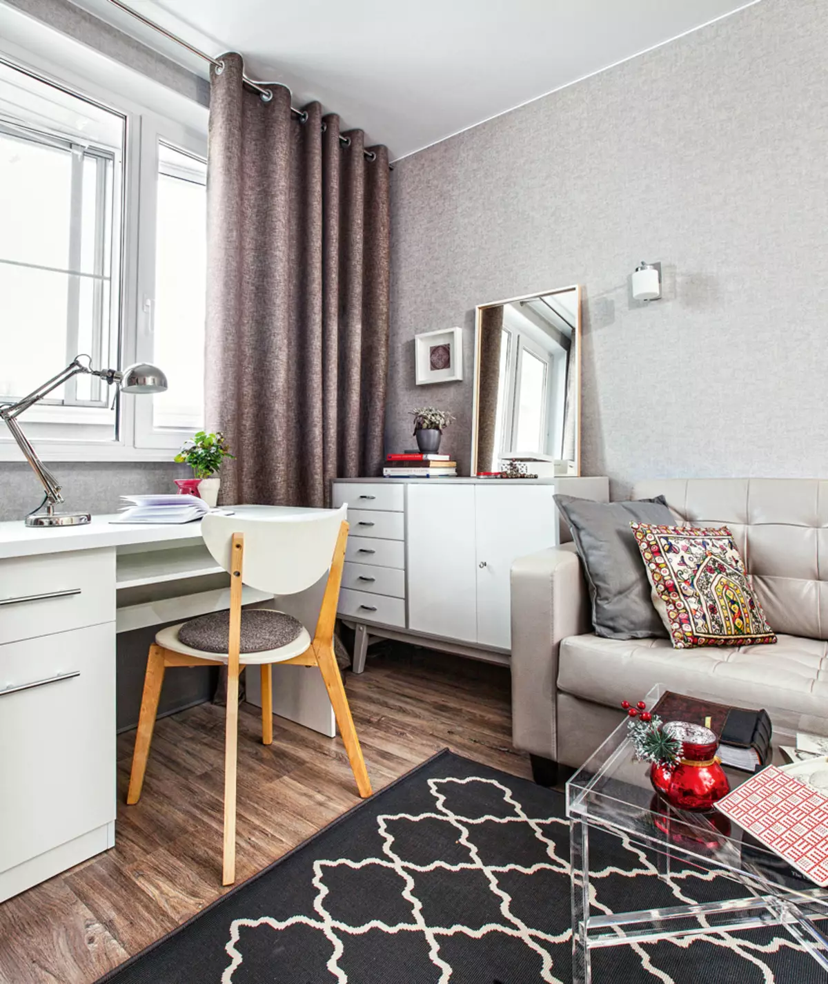 Brendshme moderne e një apartamenti me një dhomë gjumi