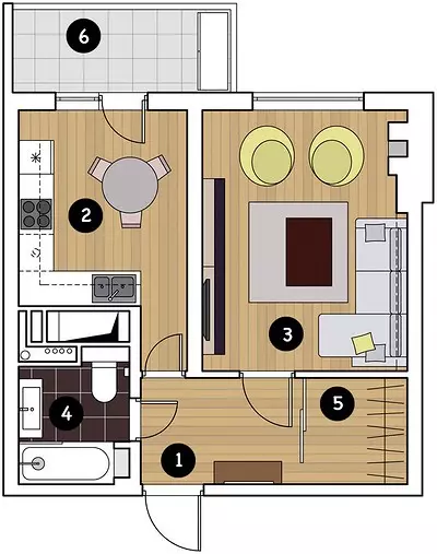 Liten lägenhet interiör: Neutral bakgrund och gula accenter 11925_10