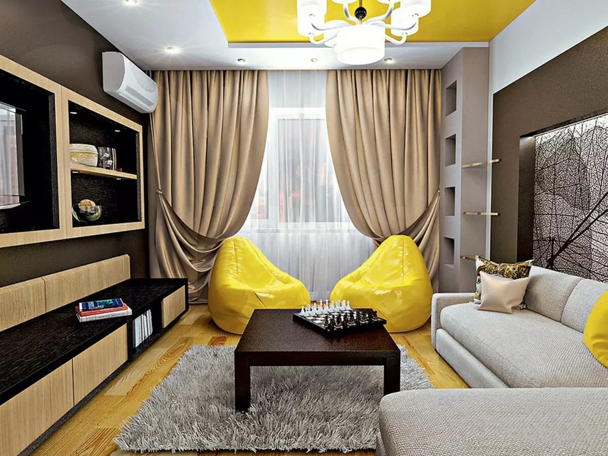 Liten lägenhet interiör: Neutral bakgrund och gula accenter 11925_6