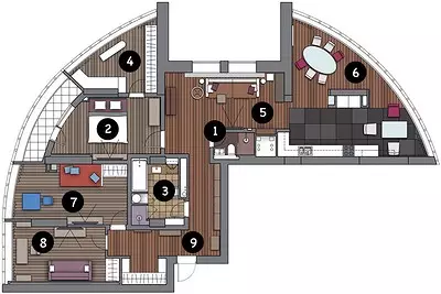 Bahagian dalam apartmen dengan dinding radius 11932_19