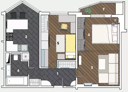 5 projekte të projektimit të apartamenteve në shtëpinë e serisë P-44T