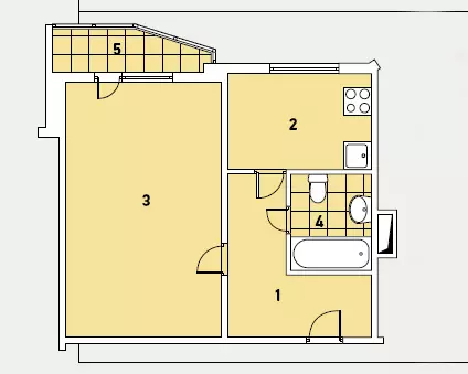 5 Dizaino projektai butų P-44T serijos namuose
