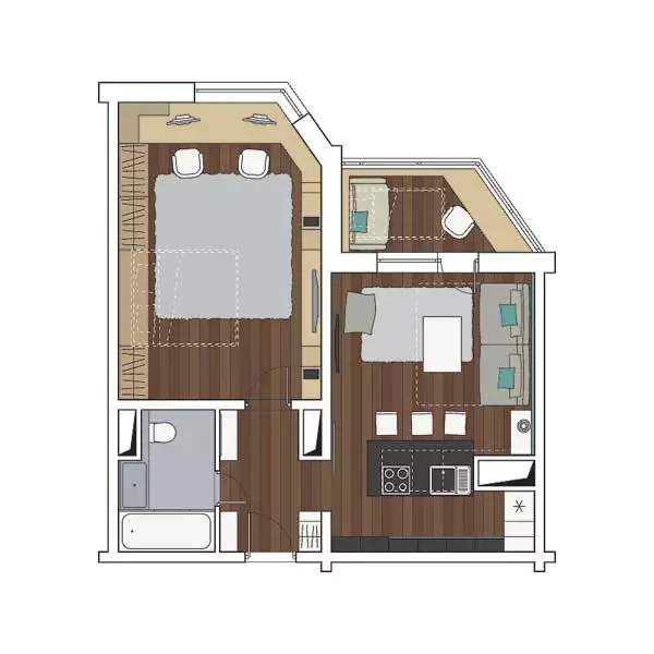 Lima proyék desain apartemen di bumi TM-25 séri