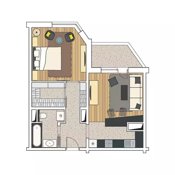 Pesë projekte të projektimit të apartamenteve në shtëpinë e serive TM-25