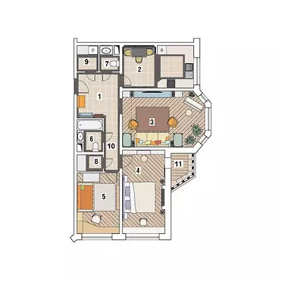 Cinque progetti di progettazione Appartamenti nella casa dell'I-1723 12586_41