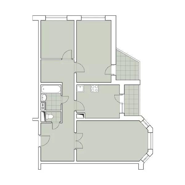 Neli disainiprojekti korterit paneeli maja seeria I-1724