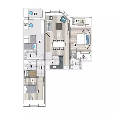Pet dizajnerskih projekata stanova u kući MPSM panela 12639_37