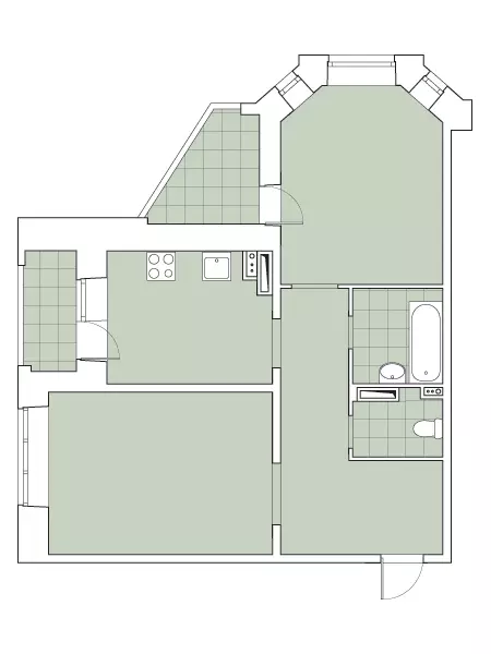 Fyra designprojekt av lägenheter i H-79-99-panelhuset